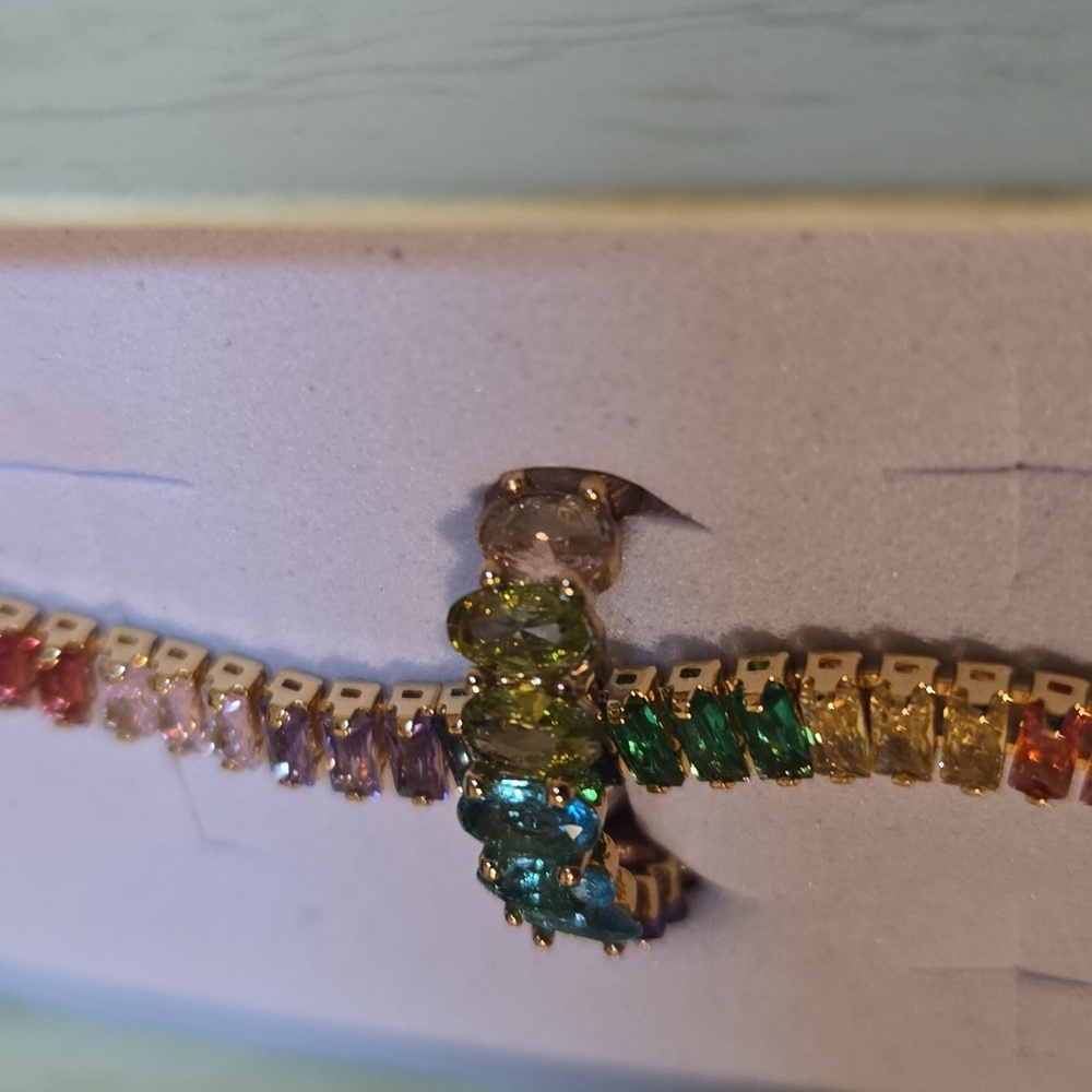 Gold-Tone Multicolor Cross Bracelet & Ring Set